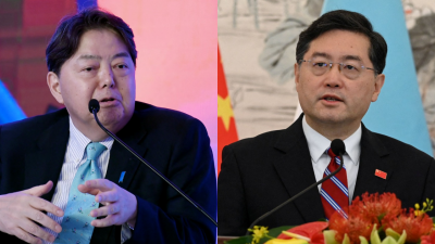 日本外交部长林芳正（左起）将于周六访华会见中国外交部长秦刚。（图取自路透社）