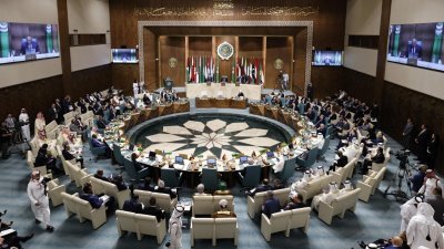 阿拉伯联盟成员国周日，在埃及首都开罗举行外交部长会议。（图取自法新社）