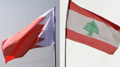 巴林和黎巴嫩国旗。（图取自路透社）