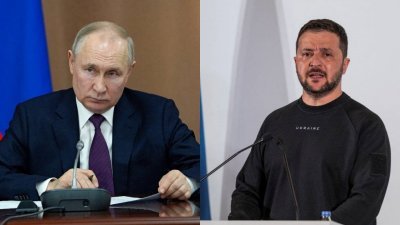 俄罗斯总统普京（左）和乌克兰总统泽连斯基。（图取自俄罗斯卫星通讯社/路透社）