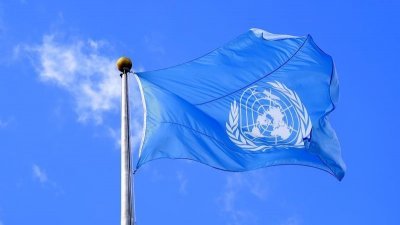 联合国安全理事会旗帜。（图取自路透社）
