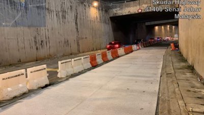 士乃隧道右车道目前正在进行养护测试，直到6月1日才完成。

