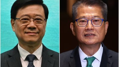 香港特首李家超（左）确定缺席在美国举行的APEC会议，将由财政司司长陈茂波代表参与。（图取自香港中通社）