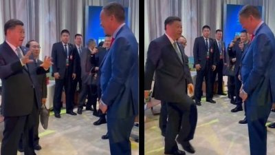 中国国家主席习近平在美国三藩市出席亚太经合组织（APEC）峰会期间，与泰国首相斯雷塔聊起足球。（图取自网络）