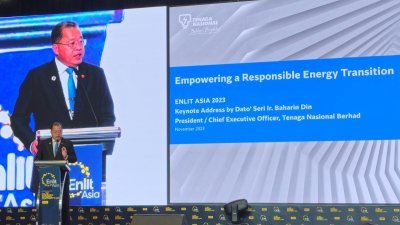 巴哈林丁发表“增强负责能源转型”主题演讲时，强调合作共同承担责任，助力推进整个东盟地区能源转型。