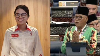 陈汇萍（左）要求苏海米阿都拉立即就其“裸体论”公开道歉。