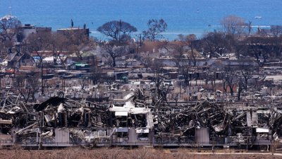 夏威夷毛伊岛的拉海纳镇，受到上个月的野火严重破坏。（路透社档案照）