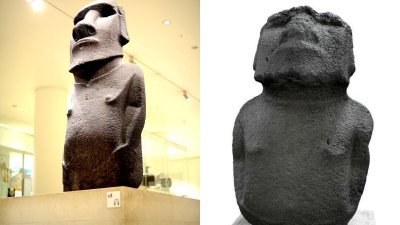 目前收藏在大英博物馆内的荷亚.哈卡纳奈（Hoa Hakanai'a）石像（左）以及一款较小、称为哈瓦（Hava）的石像。（图取自维基百科、大英博物馆官网）