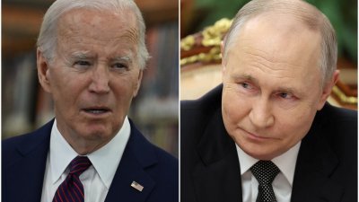 美国总统拜登（左）称俄罗斯总统普京（右）为“疯狂的混蛋”。（图取自法新社）