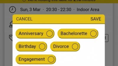 顾客预定时可选择离婚为“特别节日”之一。 （图：Reddit）
