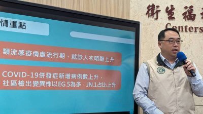 台湾疾管署疫情中心主任郭宏伟周二在记者会上，公布上周的新冠肺炎疫情数据。（图取自中央社）