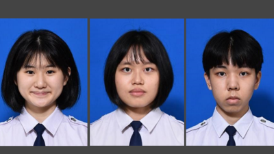 许咏嘉(左起）、谢佳恩、郑宇承在高中统考考获10A成绩。