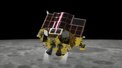 日本小型月球探测器SLIM著陆月球的示意图。（图取自JAXA社交平台X）