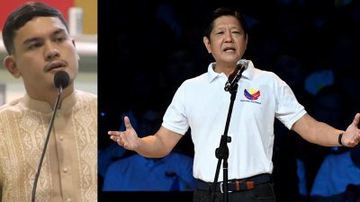菲律宾达沃市长塞巴斯汀（左）批评总统小马科斯（右）背离前总统杜特蒂的反毒和外交政策。（图取自达沃市政府官网、法新社）