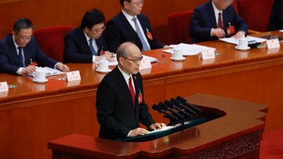 中国最高人民法院院长张军，周五在全国人大会议上作最高人民法院工作报告。（图取自中新社）