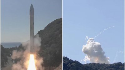 日本航天企业太空一号的小型火箭KAIROS，从和歌山县串本町的民间火箭发射场Space Port纪伊发射升空，但火箭在几秒后发生爆炸。（图取自和歌山电视台/法新社电视/法新社）