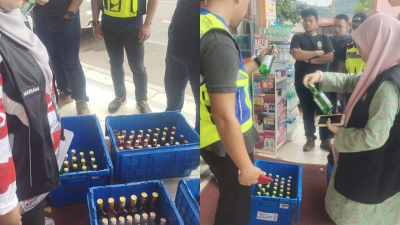 利民达KK超市因无牌售酒，遭昔加末巿议会执法官员充公196瓶烈酒。