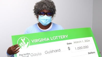 维吉尼亚州彩票在3月20日发布新闻稿，公布吉莎德（Gayla Guishard）中奖的消息。