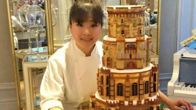 黄淑柔以英城堡温莎城堡为灵感，为英女王制作90岁生日蛋糕。 （取自朗廷酒店面子书）