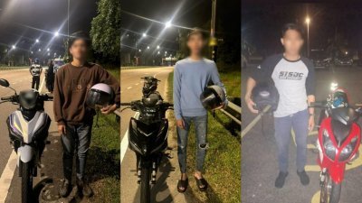 警方在“道路流氓”取缔行动中，逮捕涉嫌参与非法飙摩哆活动的3名男子。