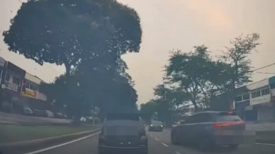 电动车利用反方向车道企图超车。(图截自视频)
