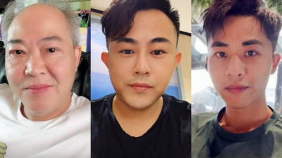 邝球（左起）、邝港杰以及邝港智，同被控1项谋杀罪及1项阻止合法埋葬尸体罪。