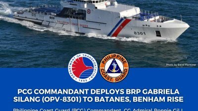 菲国海巡队周一表示，从当天起会部署近海巡逻舰“加布里埃拉.西朗”号（BRP Gabriela Silang）赴巴丹群岛和宾汉隆起进行为期两周的任务。（图取自X/Philippine Coast Guard）
